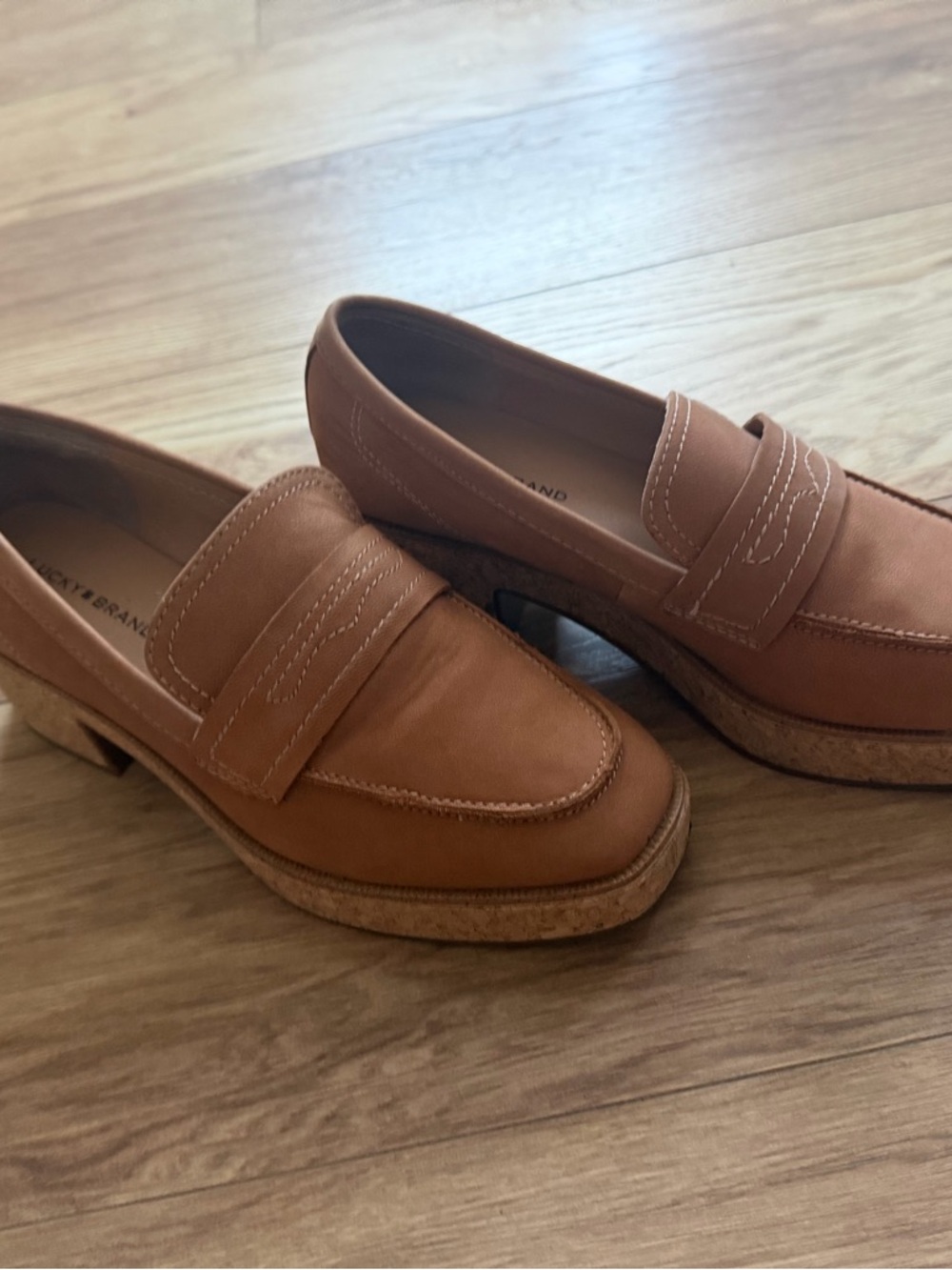 Lucky Brand Tan Leather Slip-On Penny Loafers - Picture 3 of 4